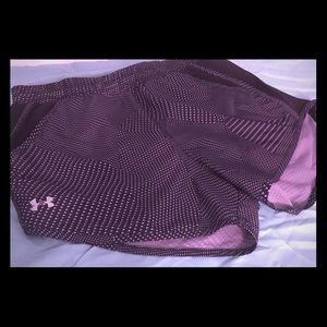 Under armor black and purple exercise shorts